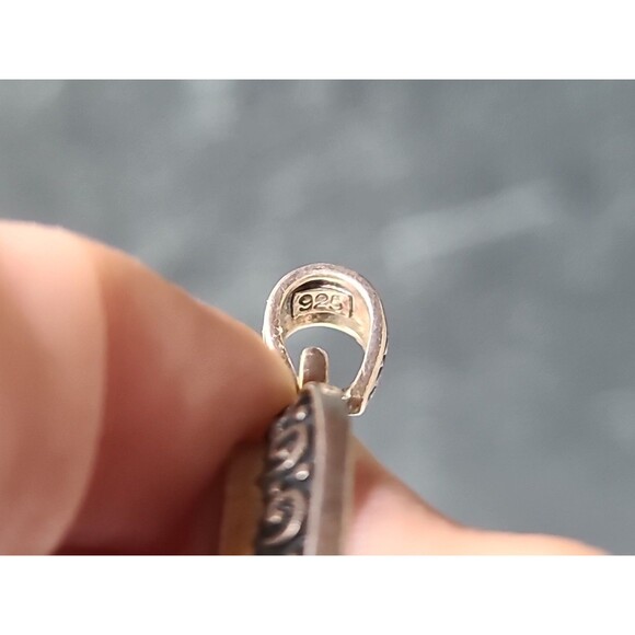 925 Sterling Silver MOP Oval Shaped Pendant Vintage - Picture 8 of 10